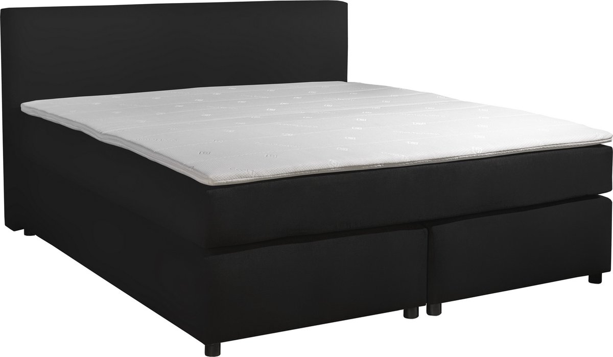 Anno 1588 - Boxspring Amsterdam - Pocketvering - Zwart Lederlook - 160x200 cm - Inclusief Dekbed en Kussens thumbnail 3