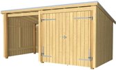 Multi tuinhuis dubbele deur/open 9,5 m2 onbehandeld incl. dakleer/alu strips 218 x 432 x 220 cm - Type B