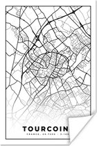 Poster Stadskaart - Tourcoing - Plattegrond - Kaart - Frankrijk - Zwart wit - 20x30 cm