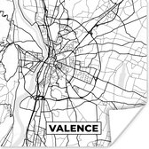 Poster Frankrijk - Plattegrond - Stadskaart - Valence - Kaart - Zwart wit - 50x50 cm