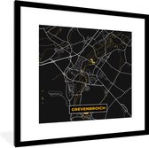 Fotolijst incl. Poster - Black and Gold – Stadskaart – Grevenbroich – Duitsland – Plattegrond – Kaart - 40x40 cm - Posterlijst