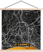Porte-affiche avec affiche - Affiche scolaire - Carte - Plan - Plan de la ville - France - Le Cannet - 60x60 cm - Lattes vierges