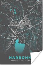 Poster Kaart – Stadskaart – Narbonne - Plattegrond – Frankrijk - 20x30 cm