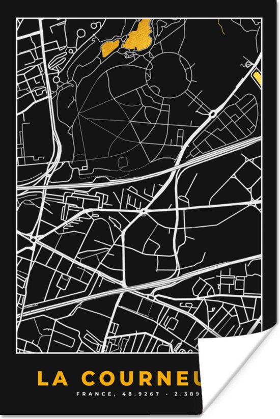 Poster Kaart - Frankrijk - Stadskaart - Plattegrond - La Courneuve - 20x30 cm