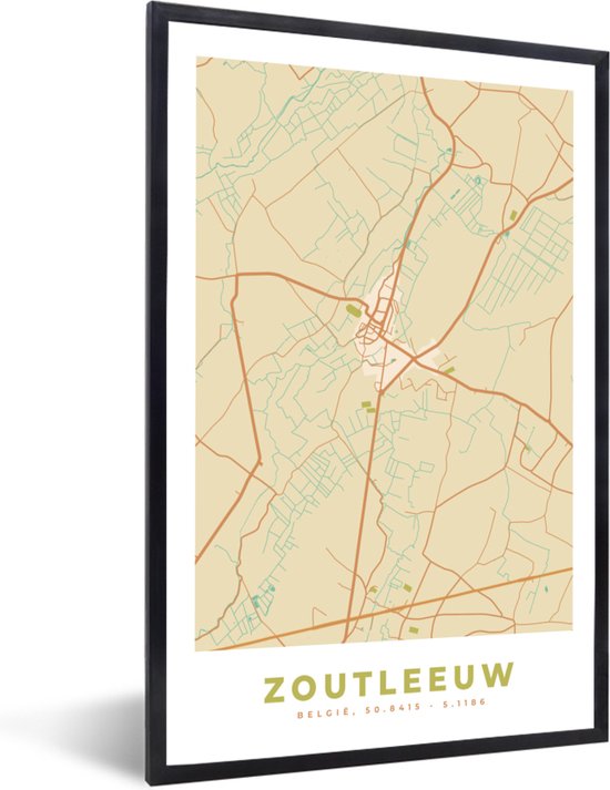 fotolijst-incl-poster-zoutleeuw-belgi-stadskaart-kaart