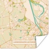 Poster Ludwigshafen am Rhein - Vintage - Stadskaart - Plattegrond - Kaart - 50x50 cm