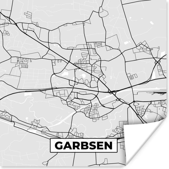 Poster Kaart - Plattegrond - Duitsland - Garbsen - Stadskaart - 100x100 cm XXL