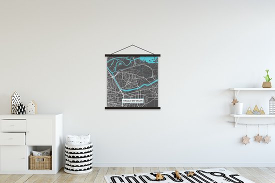 Porte-affiche avec affiche - Affiche scolaire - Vaulx-en-Velin - France - Plan de la ville - Carte - Plan d'étage - 60x60 cm - Lattes noires