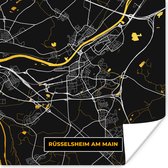 Poster Goud – Duitsland – Plattegrond – Gold – Stadskaart – Kaart – Rüsselsheim am Main - 50x50 cm