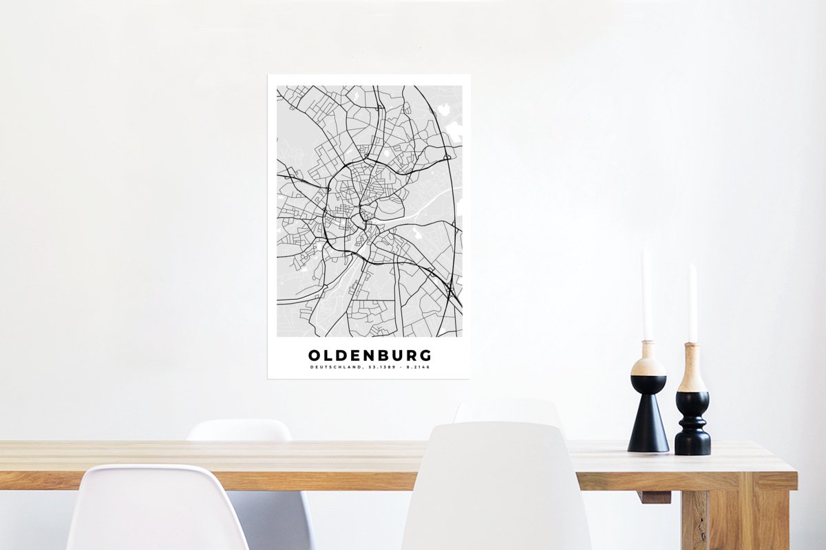 Poster Stadskaart - Plattegrond - Oldenburg - Kaart - Duitsland - 40x60 ...