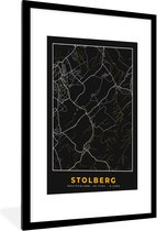Fotolijst incl. Poster - Black and Gold – Stadskaart – Stolberg – Duitsland – Plattegrond – Kaart - 60x90 cm - Posterlijst