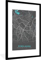 Fotolijst incl. Poster - Kaart – Plattegrond – Stadskaart – Dinslaken – Duitsland – Blauw - 60x90 cm - Posterlijst