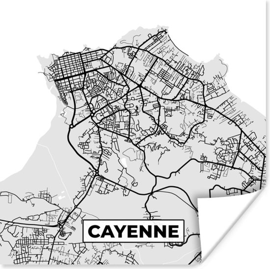Affiche Carte - Cayenne - Plan de ville - Carte - France - 30x30 cm | bol