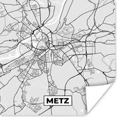 Poster Plattegrond - Metz - Stadskaart - Kaart - Frankrijk - 30x30 cm