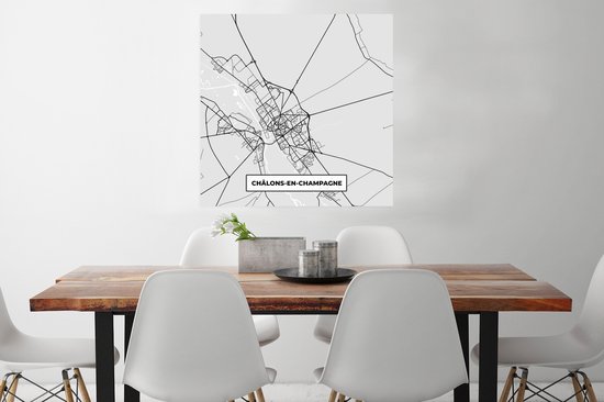 Affiche Carte - Châlons-en- Champagne - Plan de Ville - Carte - France - 75x75 cm