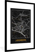 Fotolijst incl. Poster - Black and Gold – Stadskaart – Leonberg – Duitsland – Plattegrond – Kaart - 80x120 cm - Posterlijst