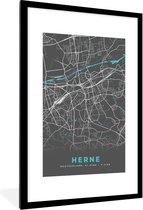 Fotolijst incl. Poster - Blauw – Duitsland – Plattegrond – Stadskaart – Kaart – Herne - 80x120 cm - Posterlijst