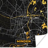 Poster Goud – Duitsland – Plattegrond – Gold – Stadskaart – Kaart – Minden - 75x75 cm