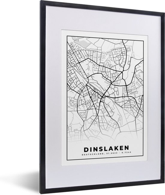 Fotolijst Incl Poster Stadskaart Kaart Dinslaken Plattegrond