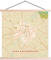 Posterhanger incl. Poster 90x90 cm - Schoolplaat - Kaart - Stadskaart - Geraadsbergen - Vintage - Plattegrond - Textielposter - Blanke latten - Plattegrond