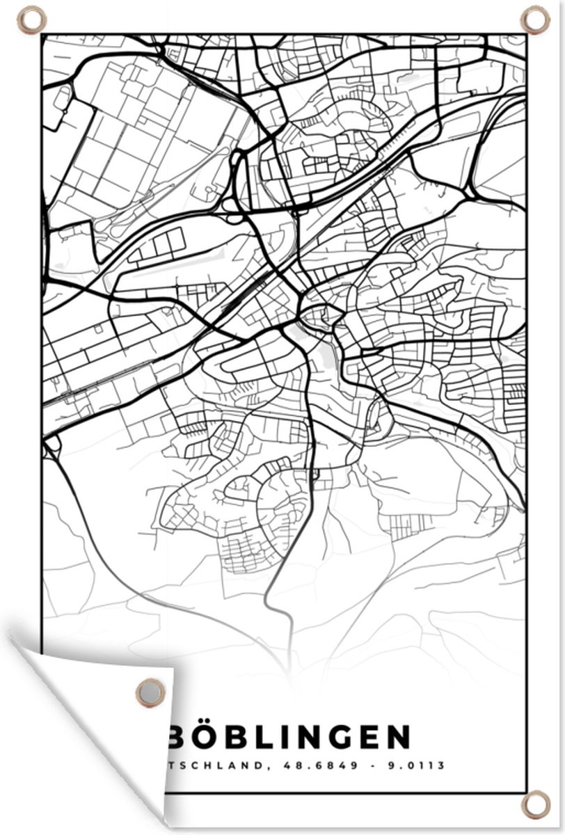 Tuindecoratie Stadskaart - Böblingen - Kaart - Plattegrond - 40x60 cm - Tuinposter - Tuindoek