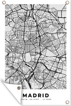 Tuinposters buiten Madrid - Zwart Wit - Stadskaart - Plattegrond - Kaart - 60x90 cm - Tuindoek