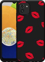 Hoesje Zwart Geschikt voor Samsung Galaxy A03 Red Kisses