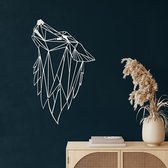 Décoration murale |Tête de loup / Head de loup | Métal - Art mural | Décoration murale | Salle de séjour |Blanc| 36x61cm