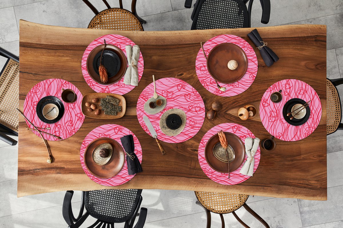 Ronde placemats - Onderlegger - Placemats rond - Valentijn - Design - Liefde - 10 stuks