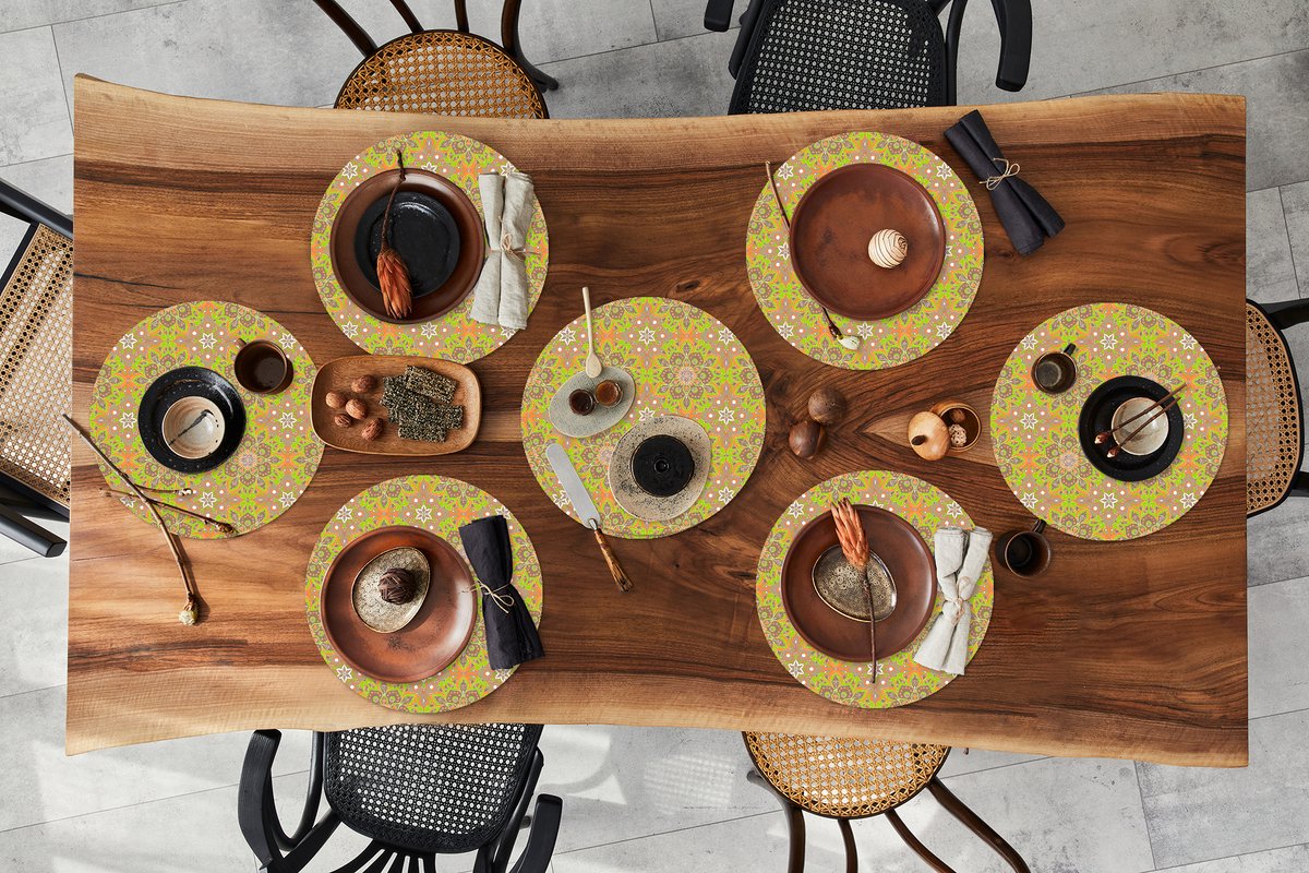 Ronde placemats - Onderlegger - Placemats rond - Bohemian - Mandala - Patronen - 8 stuks