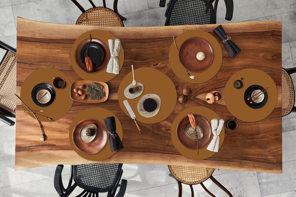 Ronde placemats - Onderlegger - Placemats rond - Bruin - Aardetint - Effen kleur - 10 stuks
