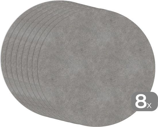 Sets de table ronds - Sous-couche - Napperons ronds - Industriel - Motif - Impression béton - 8 pièces