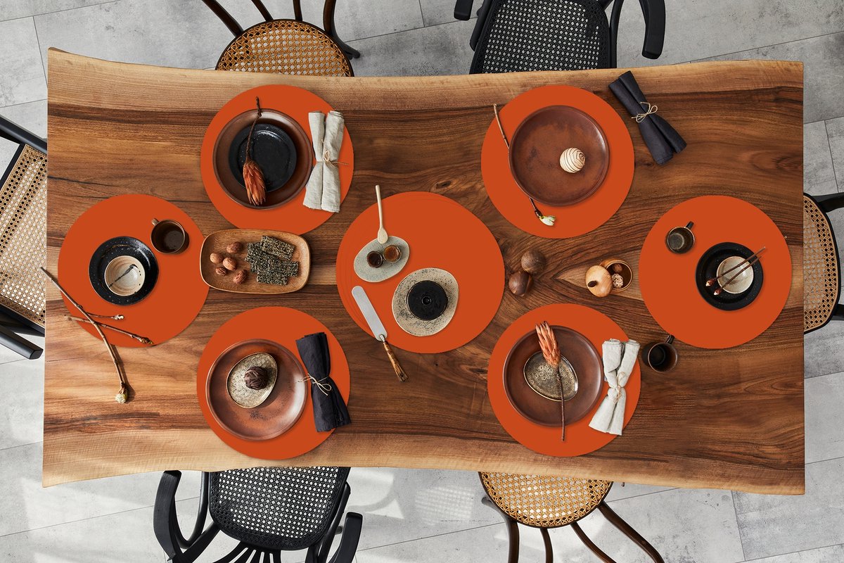 Ronde placemats - Onderlegger - Placemats rond - Sienna - Aarde - Kleuren - Effen - 10 stuks