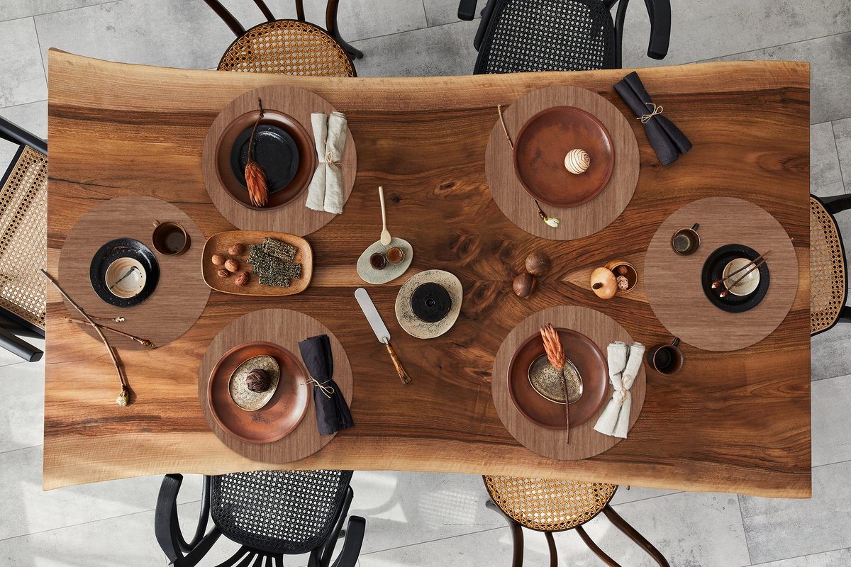 Ronde placemats - Onderlegger - Placemats rond - Hout - Boomstronk - Patronen - 6 stuks