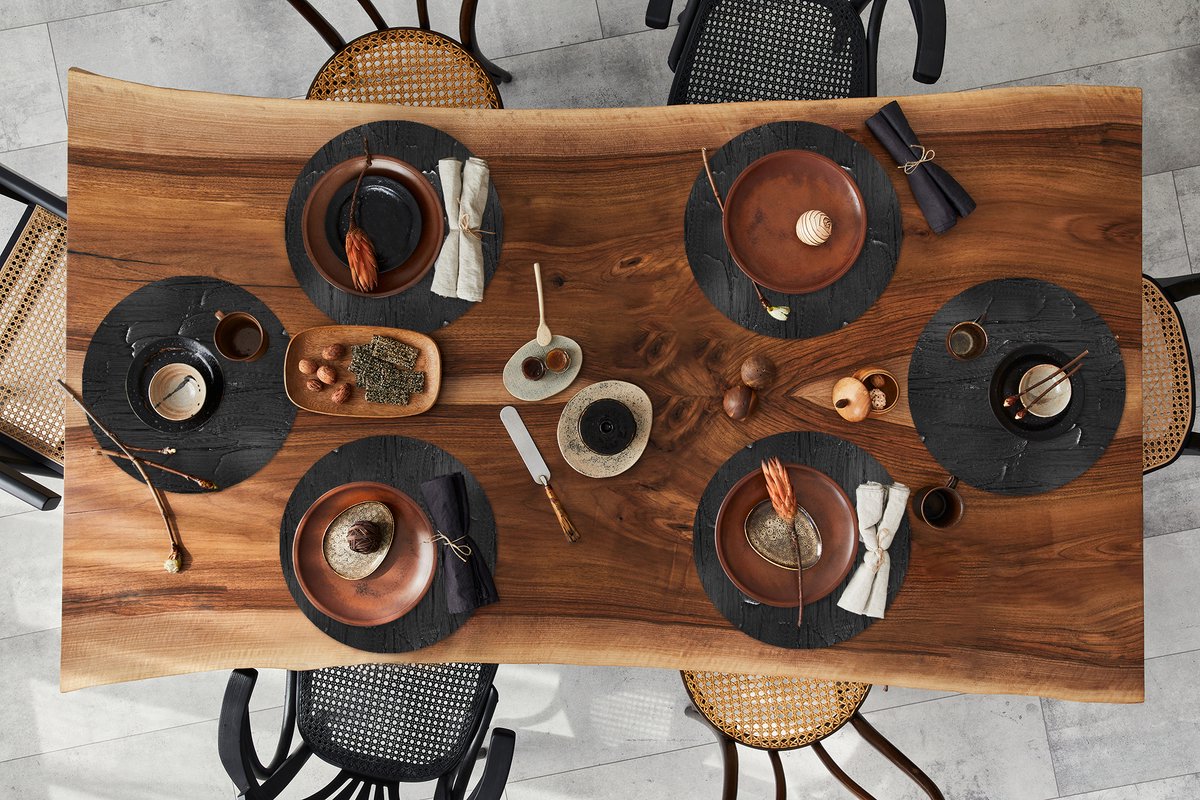 Ronde placemats - Onderlegger - Placemats rond - Verf - Zwart - Patronen - 6 stuks
