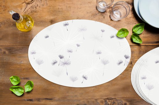 Napperons ovales - Sets de table - Sets de table ovales - Design - Pissenlit - Fleurs - 8 pièces