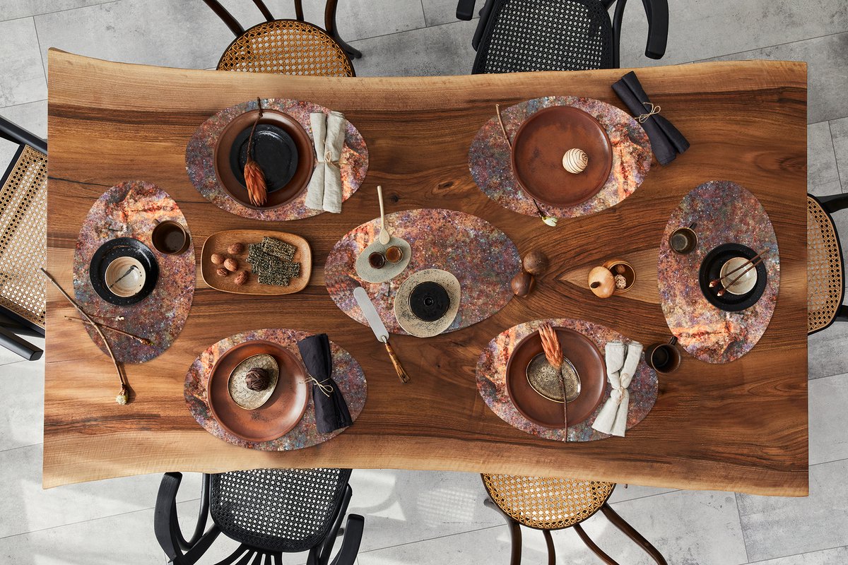 Placemats ovaal - Onderleggers - Ovale placemats - Metaal - Plaat - Roest print - 10 stuks