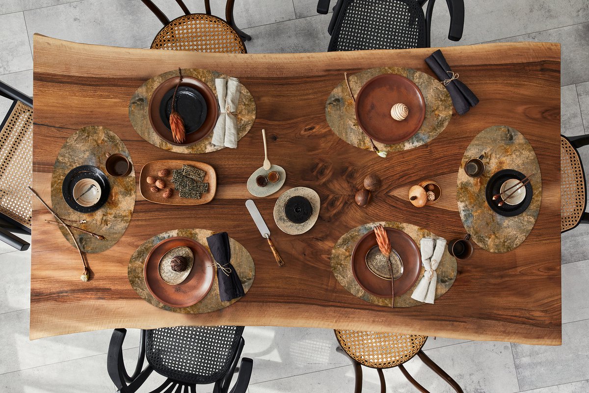 Placemats ovaal - Onderleggers - Ovale placemats - Goud - Roest print - Abstract - 6 stuks