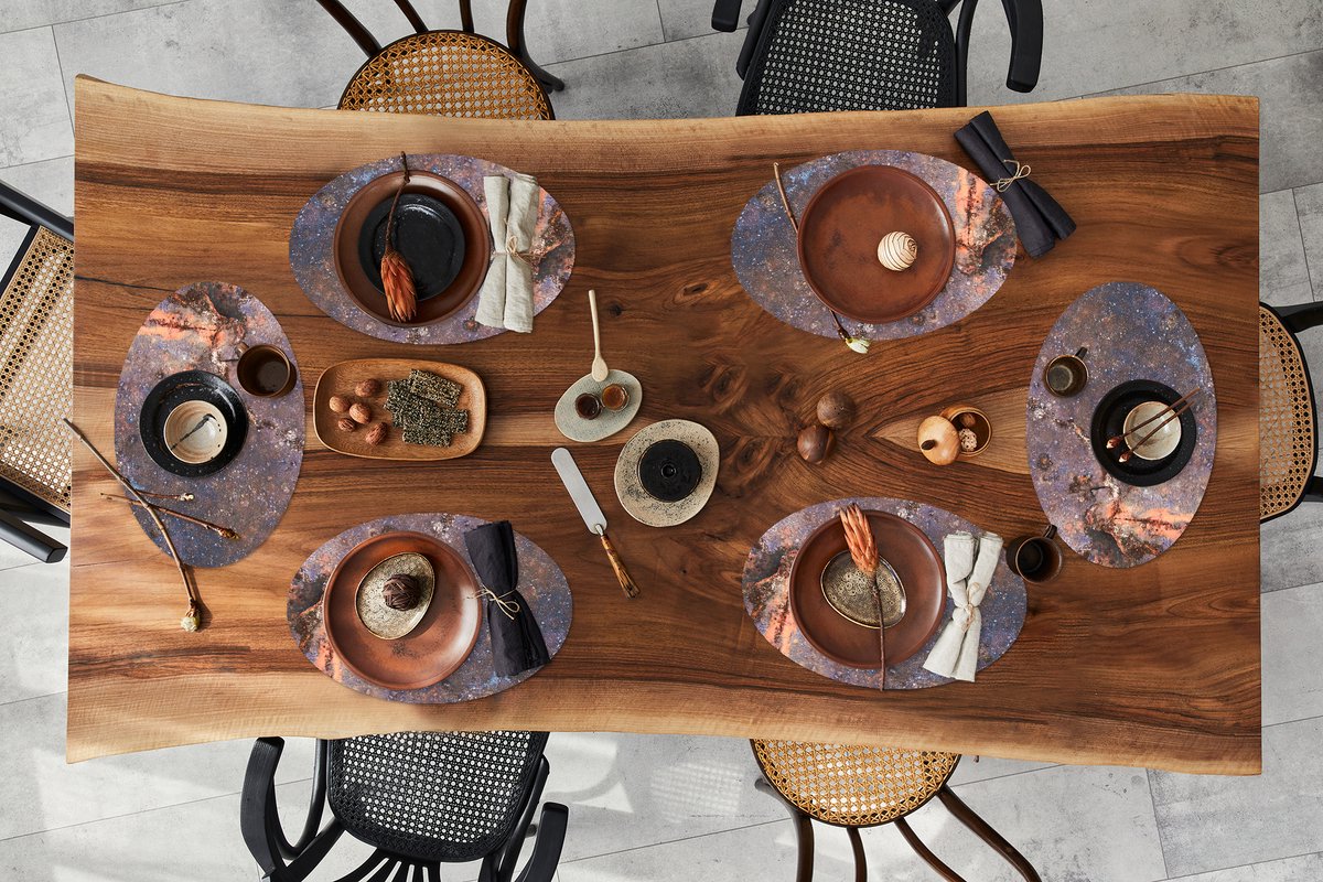 Placemats ovaal - Onderleggers - Ovale placemats - Metaal - Roest print - Brons - 6 stuks