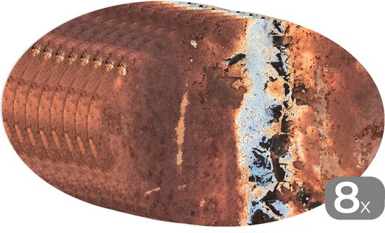 Placemats ovaal - Onderleggers - Ovale placemats - Roestrood - Roest print - Metaal - 8 stuks