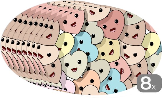 Napperons ovales - Sets de table - Sets de table ovales - Coeur - Motif - Bébé - 8 pièces