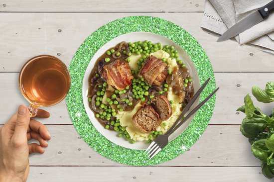 Sets de table ronds - Dessous de verre - Napperons ronds - Olivine - Pierres précieuses - Zodiac - Pierre de naissance - Motifs - 8 pièces