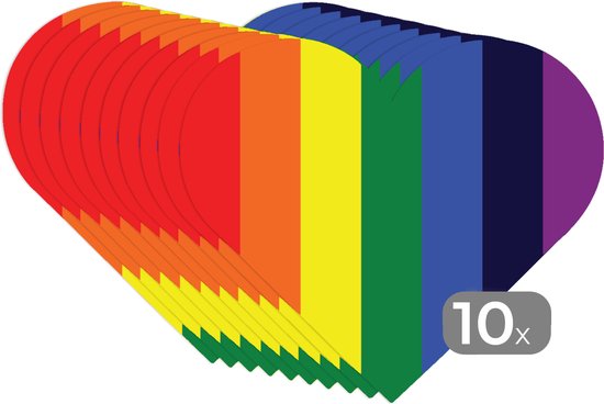 Sets de table - Napperons - Napperons coeur - Arc-en-ciel - Motifs - Pride - 10 pièces