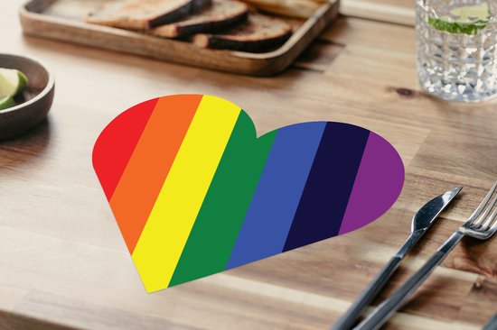 Sets de table - Napperons - Napperons coeur - Arc-en-ciel - Motifs - Pride - 10 pièces