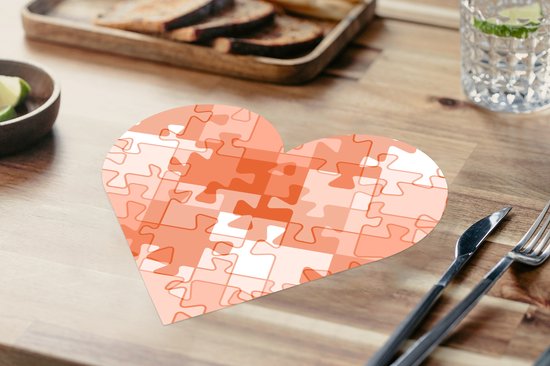 Sous-verres - Napperons de table - Napperons de table coeur - Puzzle - Oranje - Motifs - 6 pièces