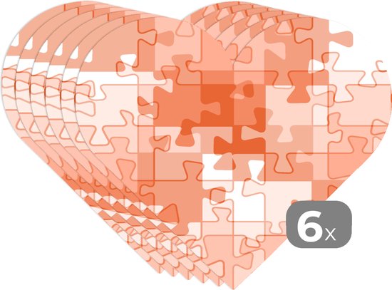 Sous-verres - Napperons de table - Napperons de table coeur - Puzzle - Oranje - Motifs - 6 pièces