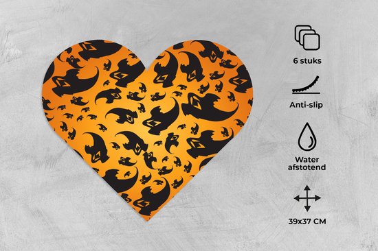 Sous-verres - Napperons de table - Napperons de table coeur - Halloween - Oranje - Motifs - 6 pièces