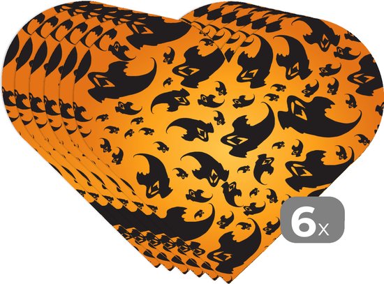 Sous-verres - Napperons de table - Napperons de table coeur - Halloween - Oranje - Motifs - 6 pièces