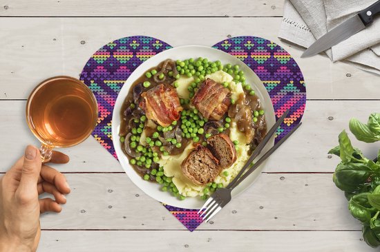 Sets de table - Napperons de table - Napperons coeur - Tricot - Patrons - Arc-en-ciel - 10 pièces