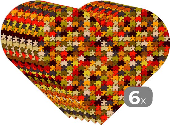 Dessous de verre - Napperons de table - Napperons de table cœur - Puzzle - Motifs - Automne - 6 pièces